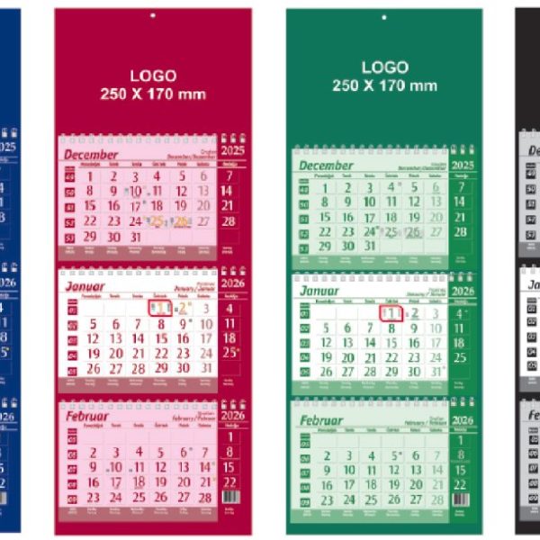 3-delni poslovni koledar - spirala (več barv)